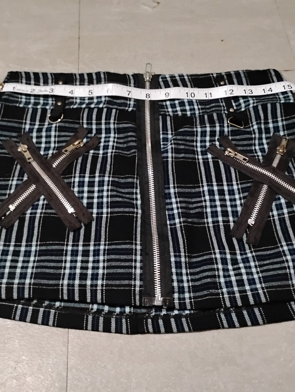 1990's Rare Punk Zipper Mini Skirt with Working Pockets & Skull Studs